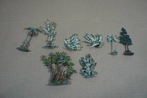 Vintage Painted Lead Toy Trees