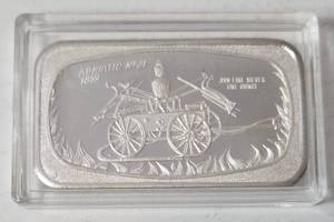 1 Oz. Fire Wagon Bar ADRIATIC NO. 31 1859 - .999 Fine Silver - Sealed-UNC