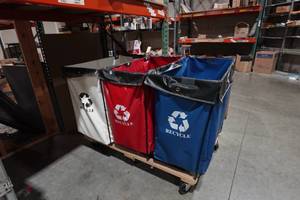Shop Cart with Recycling Bins - 54 x 34 x 37