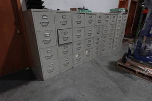 Row of Metal File Cabinets - 26.5 x 15 x 52 Each