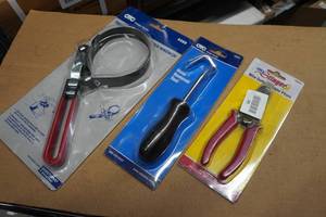 OTC Oil Filter Wrench, Hose Removal Tool and Wire Cuttier Stripper Pliers