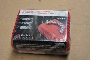 Sunex 9717 14 Drive 9 Piece Stubby Internal Star Bit Socket Set