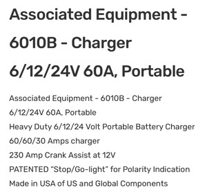 Associated 6010B 61224V Portable Battery Charger - 606030 Amp