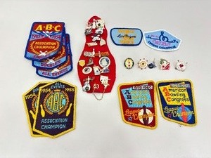 Lot of Vintage 1950s and 60s Bowling Patches, Medals, and Pins