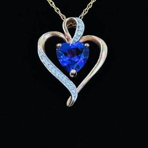 .925 Sterling Silver Diamond Accented Amethyst Heart Rose Gold Vermeil Pendant Necklace