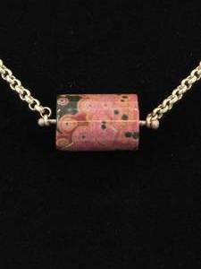 .925 Sterling Silver Barrel Agate Pendant Necklace