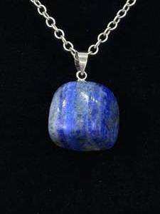 .925 Sterling Silver Raw Semi Polished Lapis Lazuli Pendant Necklace