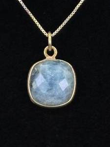 .925 Sterling Silver Faceted Blue Quartz Vermeil Pendant Necklace