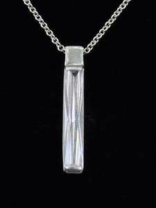 .925 Sterling Silver Crystal Bar Pendant Necklace