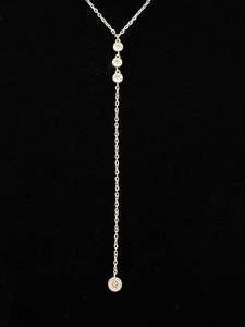 .925 Sterling Silver Crystal Dangle Necklace