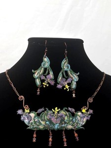 Artisan Enamel Necklace and Earring Set