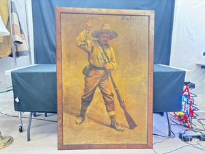 LARGE Antique Original Listed Artist Theodor Breidwiser Oil on Canvas of a Conquistador