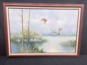 VERY Well Done Oil on Canvas Painting of some Ducks in Flight By E. Max