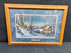 Vintage Wood Framed Terry Redlin Evening With Friends Lithograph