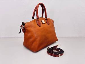 Authentic Dooney &amp; Bourke Brown Pebble Grain Leather Satchel Handbag