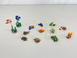 Lot of Hand Blown Glass Fishes with Floats for Glasses of Water or Fish Tanks