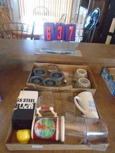 Lot of cups & stoneware. As shown.. CASH ON SITE ONLY. PICKUP IS TUESDAY MAY 26TH FROM 11 AM TO 4 PM ONLY. THERE IS NO OTHER OPPORTUNITY TO PICK UP YOUR ITEM THAN THIS TIME & REGARDLESS WHAT THE SCHEDULE STATES.