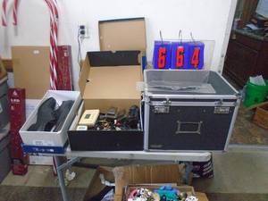 Bin & boxes of electronics. As shown.. CASH ON SITE ONLY. PICKUP IS TUESDAY MAY 26TH FROM 11 AM TO 4 PM ONLY. THERE IS NO OTHER OPPORTUNITY TO PICK UP YOUR ITEM THAN THIS TIME & REGARDLESS WHAT THE SCHEDULE STATES.