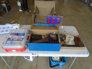 First aid kit and assorted treasures. As shown.. CASH ON SITE ONLY. PICKUP IS TUESDAY MAY 26TH FROM 11 AM TO 4 PM ONLY. THERE IS NO OTHER OPPORTUNITY TO PICK UP YOUR ITEM THAN THIS TIME & REGARDLESS WHAT THE SCHEDULE STATES.