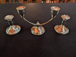 Amc Sterling Weighted 566 Candelabra With 2 Candlesticks (Lot of 3)