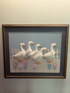 Framed Embroidered Goose Wall Art
