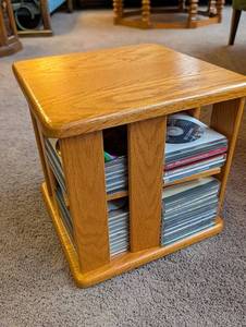 Wood CD Storage Cabinet With Assorted Compact Discs