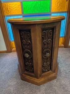 Wood Carved Corner Cabinet With Stone Top