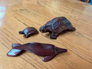 Carved Wood Sea Animal Figurines (Lot of 3)