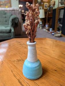 Crackle Glaze Ceramic Vase With Dried Floral Arrangement