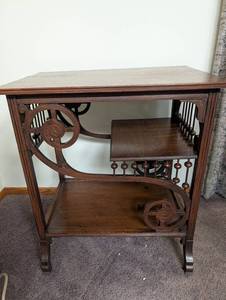 Decorative Dark Wood Two-Tier Side Table