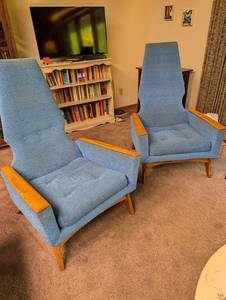 MCM Upholstered Lounge Chair Pair