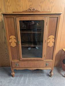 Wood China Cabinet With Glass Door and Drawer