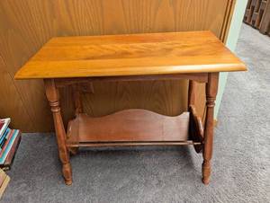 Wood Side Table With Lower Shelf