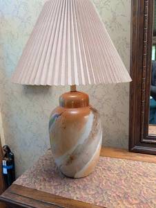 Ceramic Table Lamp With Pleated Shade