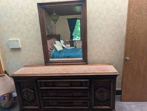 Ornate Dresser With Mirror