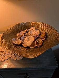 Decorative Metal Shell Bowl With Mixed Seashells