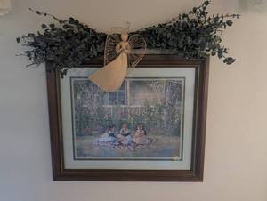 Framed Wall Art Print With Angel Accent