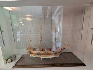 H.m.s. Beagle Wooden Model Ship in Display Case