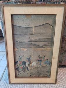 Framed Asian Horse Rider Artwork