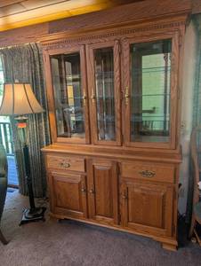 Oak China Cabinet Hutch 81 Tall X 55 Wide
