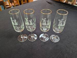 Vintage Happy Thanksgiving Champagne Flutes (Lot of 4)