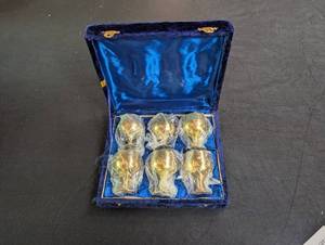 Etched Metal Goblets in Velvet Presentation Case (Lot of 6)