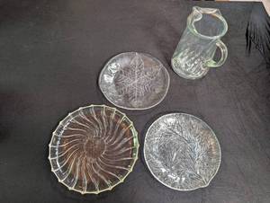 Pressed Glass Serving Pieces (Lot of 4)