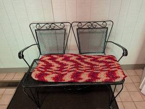 Wrought Iron Patio Bench With Cushion