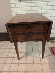 Wood Drop-Leaf Side Table With Two Drawers