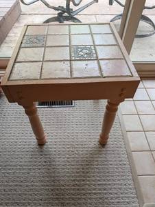 Tiled Top Square Accent Table With Turned Legs