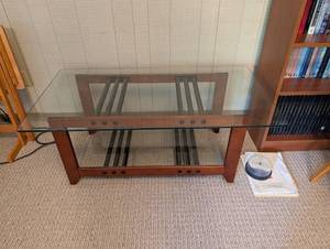 Glass Top Coffee Table With Wood Frame