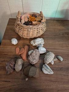 Woven Basket With Assorted Decorative Stones & Potpourri