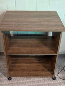 Rolling Wood Grain Shelf Unit
