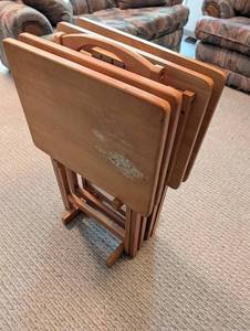 Wood Folding TV Tray Table Set (Lot of 4)